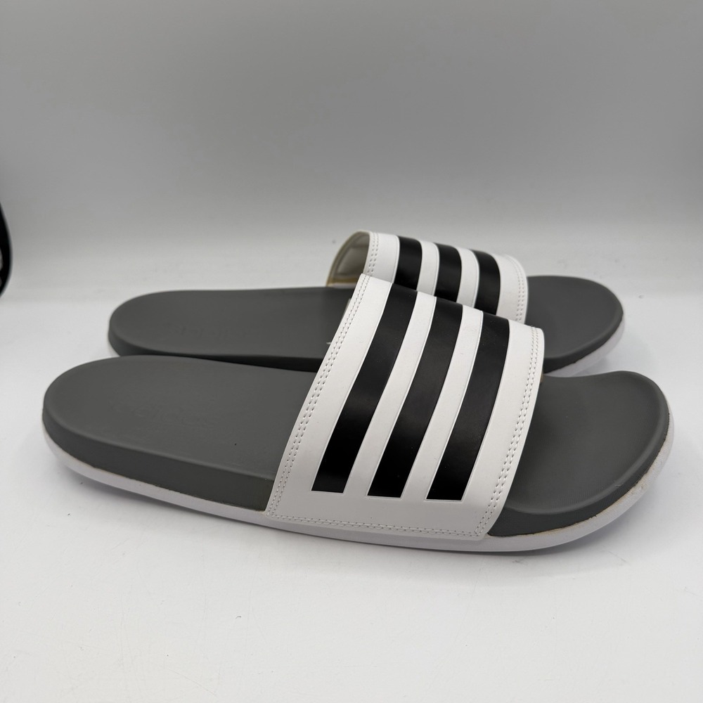 Adidas Adilette Comfort Slide Mens 14 Womens 15 White Grey Beach Sandals GZ5895 - Picture 2 of 8